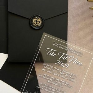 Thiệp Mời Tất Niên Acrylic Trong Suốt Cao Cấp – Thiết Kế Year End Party Sang Trọng CHÉRIS