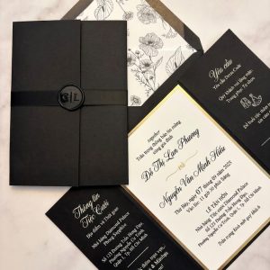Thiệp Cưới Black Tie Sang Trọng Cao Cấp – Thiết Kế Hiện Đại CHÉRIS
