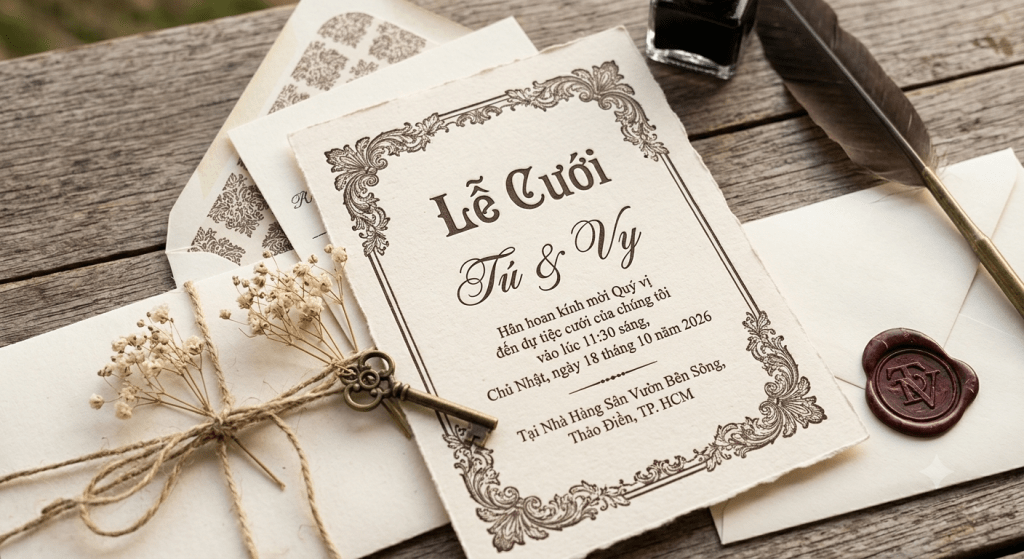 thiệp cưới vintage